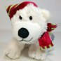 Commonwealth Polar Bear Plush White Stuffed Animal Red Green Striped Scarf NWT