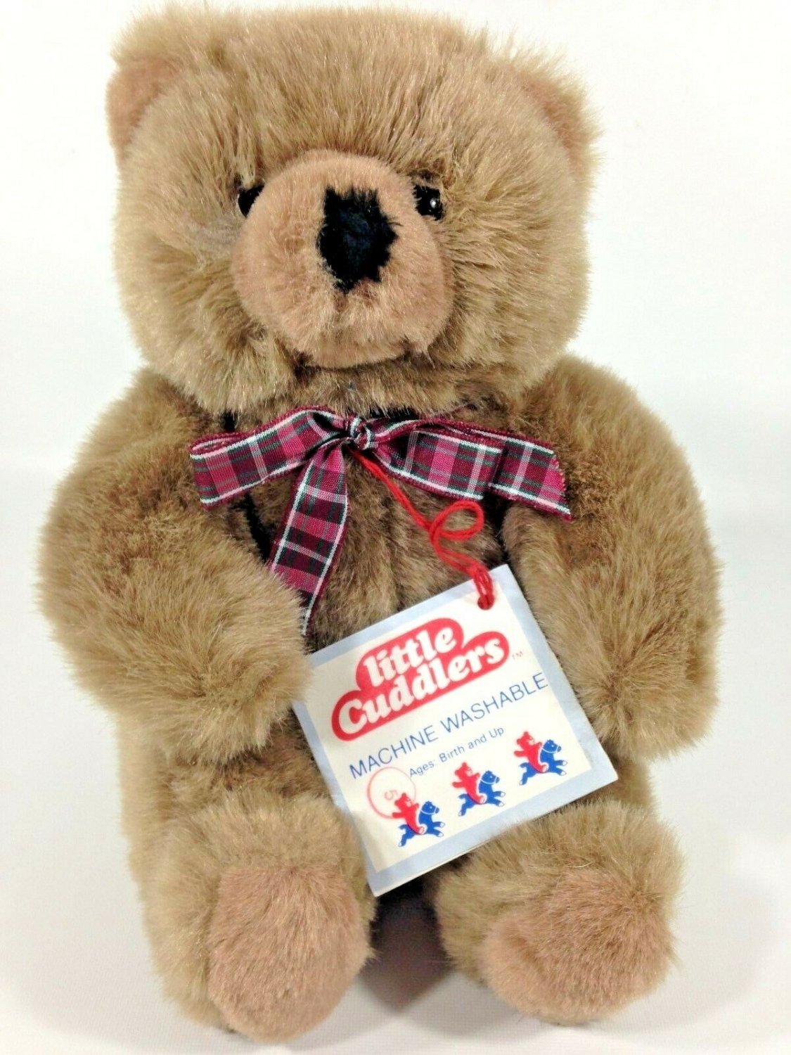 Douglas Little Cuddlers Teddy Bear Plush Brown Plaid Bow Tie Soft Stuffed Animal