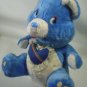 Vintage ETONE Teddy Bear Plush RARE White Blue Heart 14" Lovey Toy Soft Doll