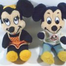 Disney MICKEY & MINNIE Mouse Plush Walt Disneyland Stuffed Dolls - Lot of 2