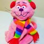 Commonwealth Pink Cat Plush Kitten RARE Stuffed Animal w Earmuffs Scarf 7" Kitty