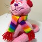 Commonwealth Pink Cat Plush Kitten RARE Stuffed Animal w Earmuffs Scarf 7" Kitty