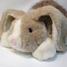 FIESTA Bunny Rabbit Plush Gray White Furry Stuffed Animal Lying 21" Lop Eared