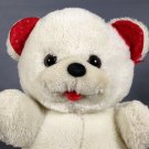Vintage White Teddy Bear Plush RARE American Wego Red Satin Hearts 10"