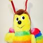 Vintage BUMBLE BEE Plush Stuffed Rainbow Animal Brown BJ Toy Co 10" Pink Feet