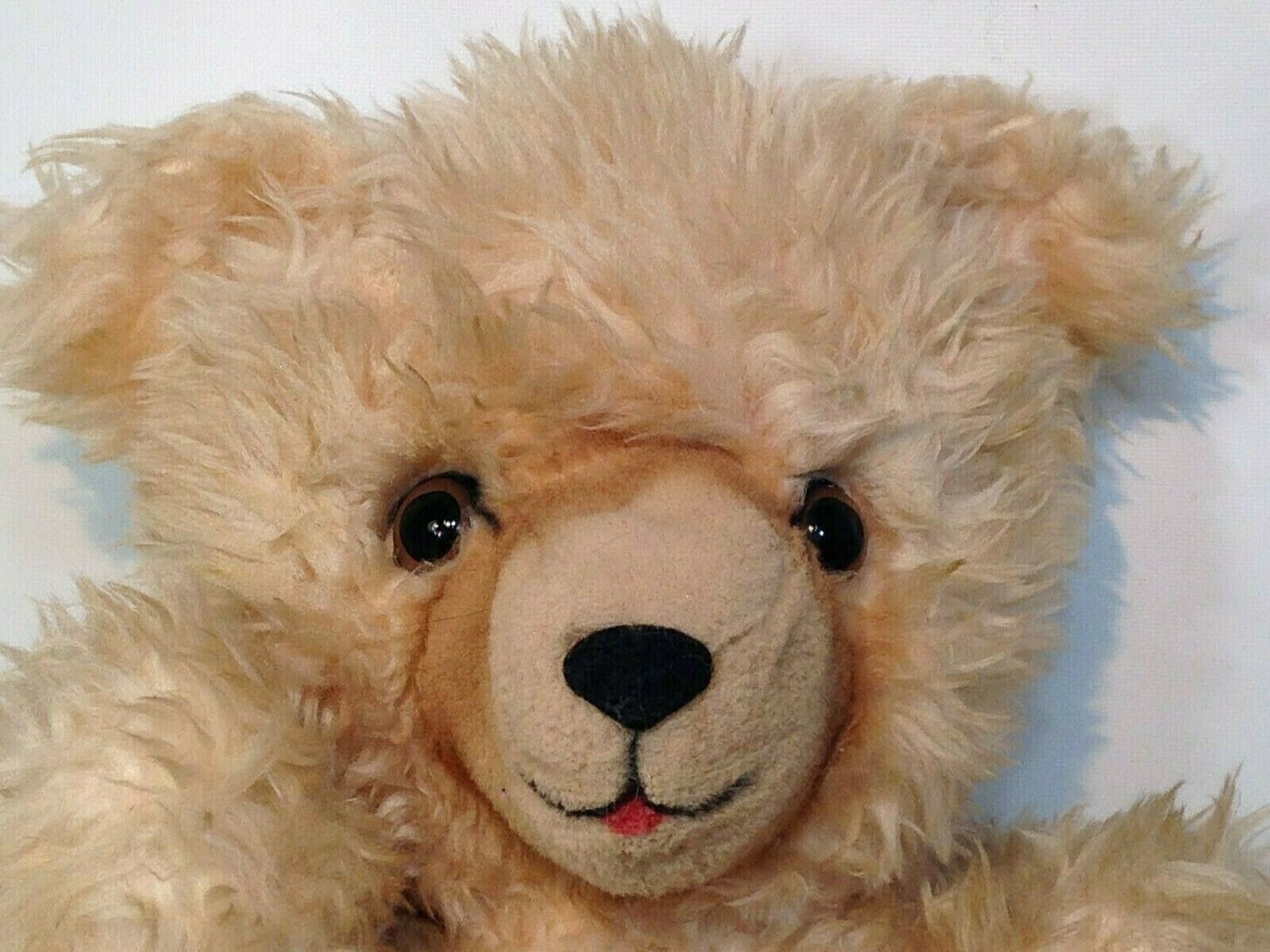 Vintage Teddy Bear Plush Furry Shaggy Long Pile Tan Beige Stuffed Animal 16"