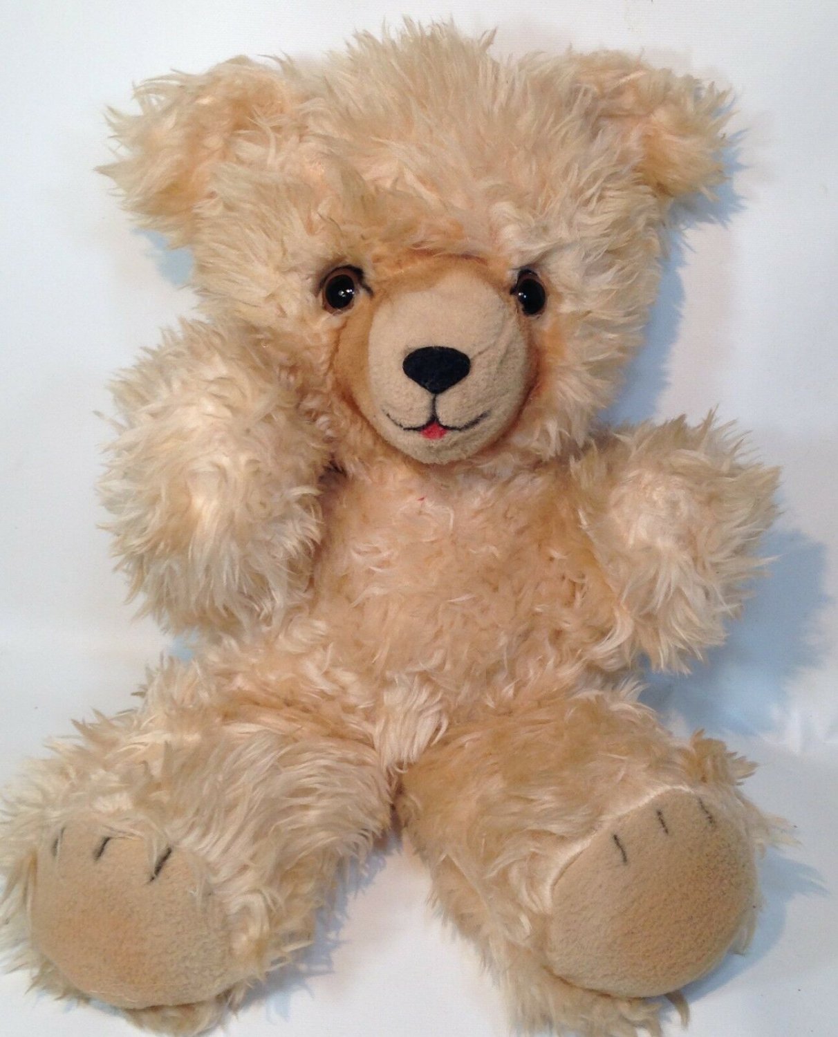 Vintage Teddy Bear Plush Furry Shaggy Long Pile Tan Beige Stuffed ...