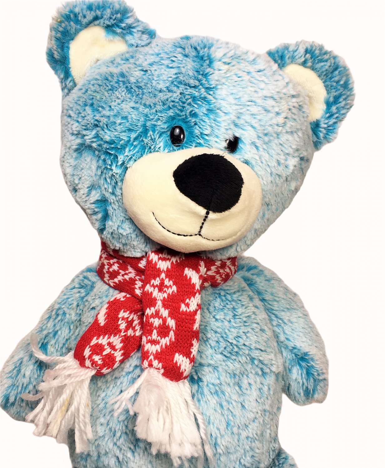 RARE HTF Animal Adventure Teddy Bear Aqua Blue Plush Stuffed Animal Red Scarf