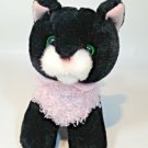 Animal Alley Black Cat Soft Plush Green Eyes Pink Curly Vest 2000 Toys R Us 6"