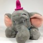 Disney Elephant DUMBO Plush Gray Stuffed Animal Grey Bean Bag Toy 12" Red Hat
