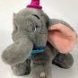 Disney Elephant DUMBO Plush Gray Stuffed Animal Grey Bean Bag Toy 12" Red Hat