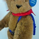 Vermont Teddy Bear Plush Brown Grizzly BackPack Jointed Stuffed Animal Blue 1988