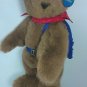 Vermont Teddy Bear Plush Brown Grizzly BackPack Jointed Stuffed Animal Blue 1988