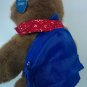 Vermont Teddy Bear Plush Brown Grizzly BackPack Jointed Stuffed Animal Blue 1988