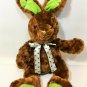 Bunny Rabbit Plush Atico Brown Green Stuffed Animal Hare Polka Dot Bow Toy 12"
