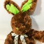 Bunny Rabbit Plush Atico Brown Green Stuffed Animal Hare Polka Dot Bow Toy 12"