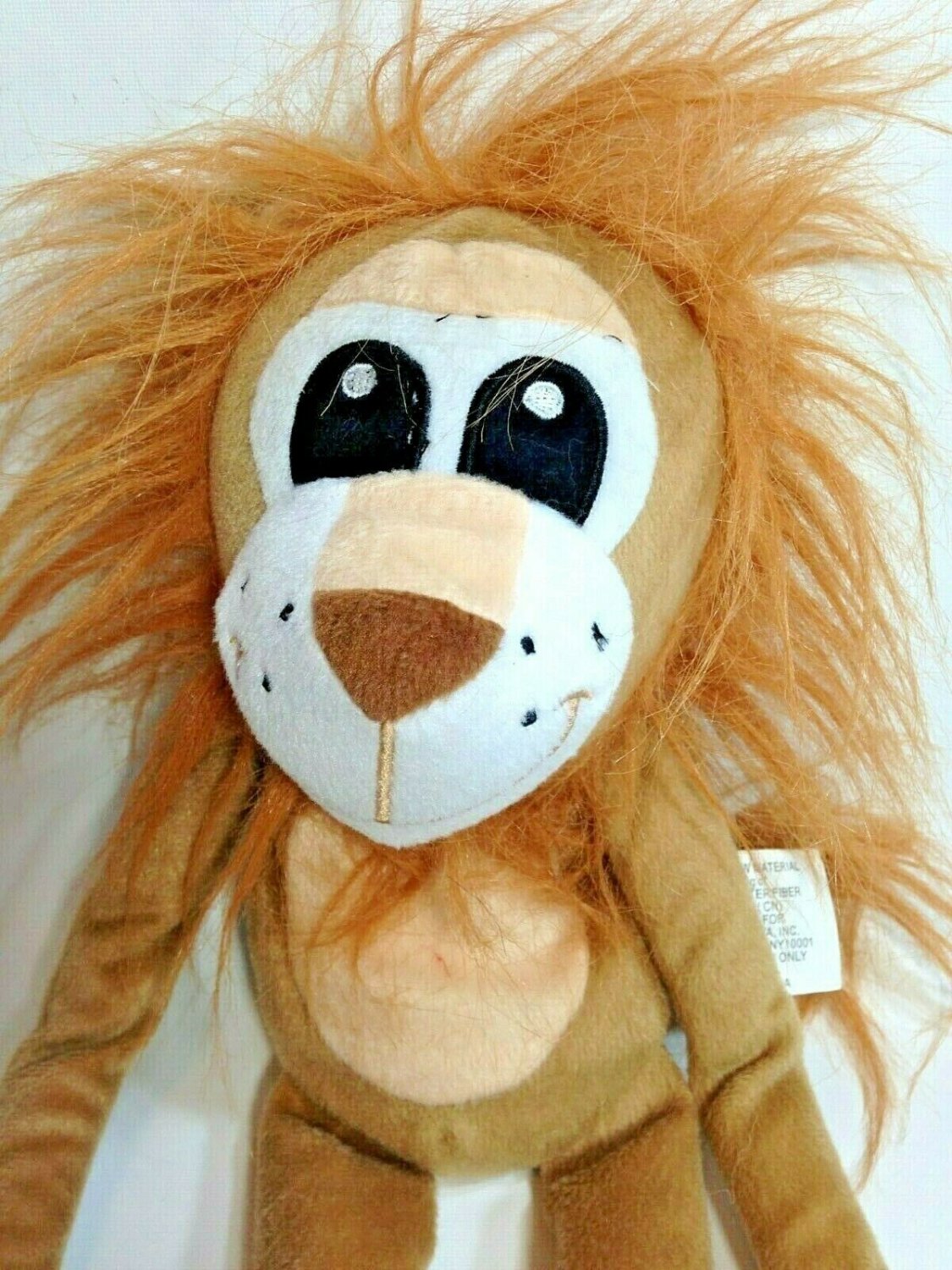 Idea Nuova Plush Lion Brown Soft Floppy Stuffed Animal Long Legs Embroidered 15"