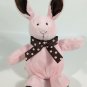 Mary Meyer Pink Bunny Rabbit Plush Bean Bag Stuffed Animal Spotted Bow Tie 8"