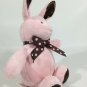 Mary Meyer Pink Bunny Rabbit Plush Bean Bag Stuffed Animal Spotted Bow Tie 8"