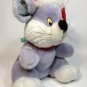 Vintage Plush Mouse Grey Stuffed Animal Gray Holiday Christmas Hat & Scarf 10.5"