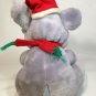 Vintage Plush Mouse Grey Stuffed Animal Gray Holiday Christmas Hat & Scarf 10.5"