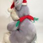 Vintage Plush Mouse Grey Stuffed Animal Gray Holiday Christmas Hat & Scarf 10.5"