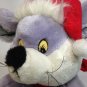 Vintage Plush Mouse Grey Stuffed Animal Gray Holiday Christmas Hat & Scarf 10.5"