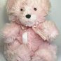 Oshko Pink Teddy Bear Soft Furry Stuffed Animal w Sweet love Ribbon Bow 12"
