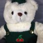 Vintage White Teddy Bear Plush Elite Toys RARE 20" Green Corduroy Overalls