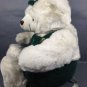 Vintage White Teddy Bear Plush Elite Toys RARE 20" Green Corduroy Overalls
