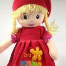 Plush Girl Doll Strawberry Red Outfit Dress Too Cute Soft Yellow Hair Braids 17"