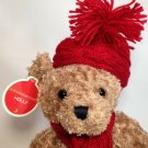 Teddy Bear Holly Plush Animal Adventure Brown Scruffy Animal Red Knit Hat Scarf