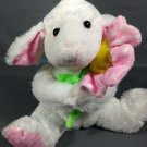 Kellytoy White Lamb Hugging Pink Yellow Sunflower Plush Stuffed Animal 8" Lovey