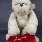 White Monkey Plush Chimp Carlton Cards RARE Heart Warmers I love You Red Pillow