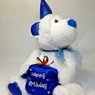 Happy Birthday Teddy Bear Plush Polar Cub Celebration Blue White Petting Zoo 8"