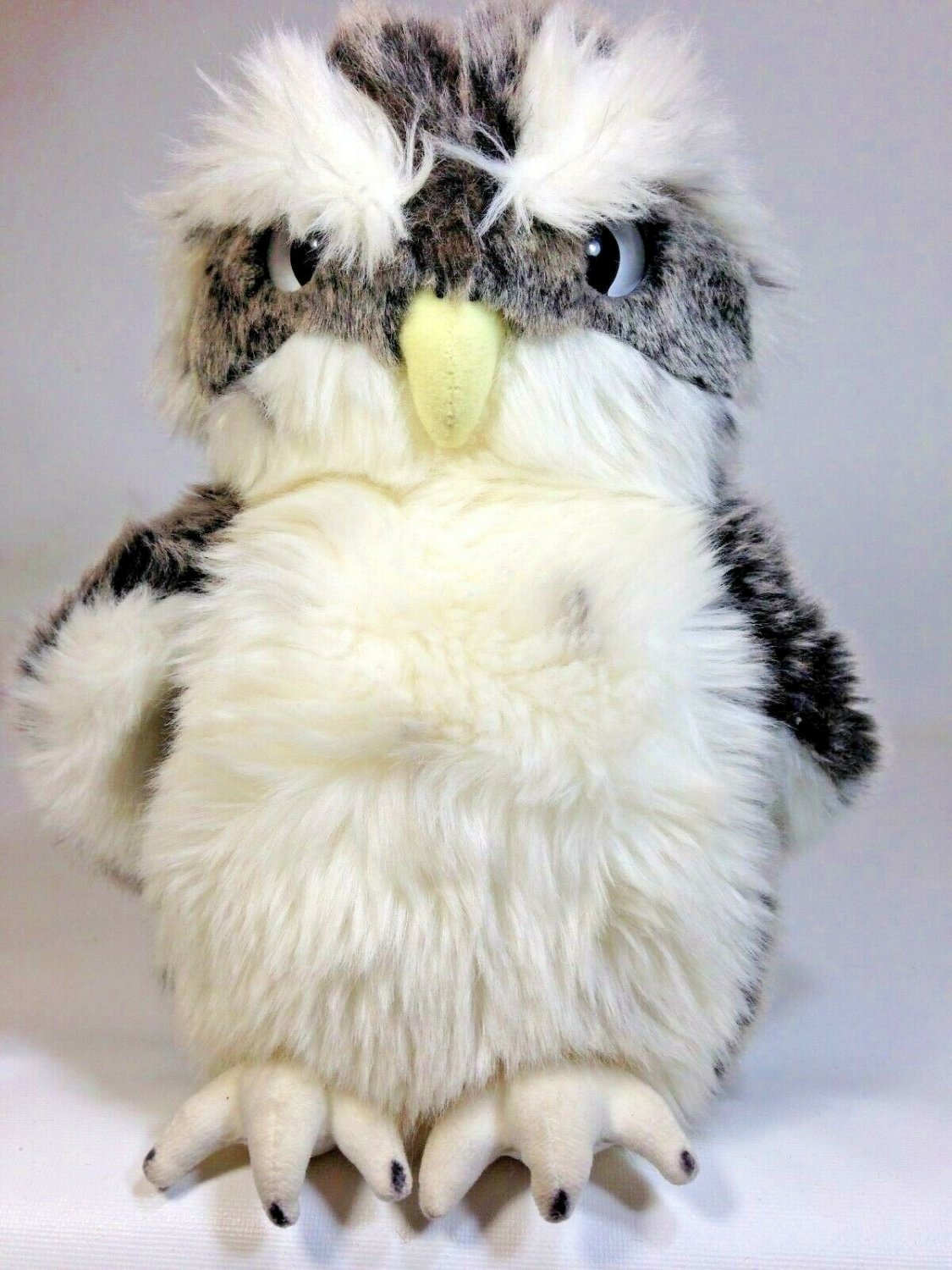Gund Owl Hooten Stuffed Animal Plush #12026 White Smoke Grey Beanie 8" Retired