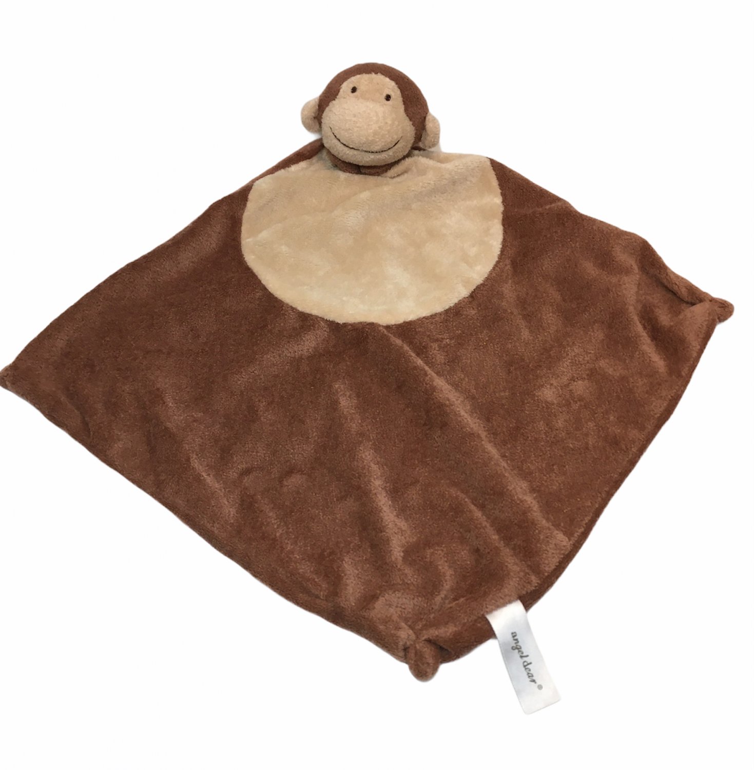 Angel Dear Brown Monkey Plush Velour Baby Crib Security Blanket Lovey Beige 18"