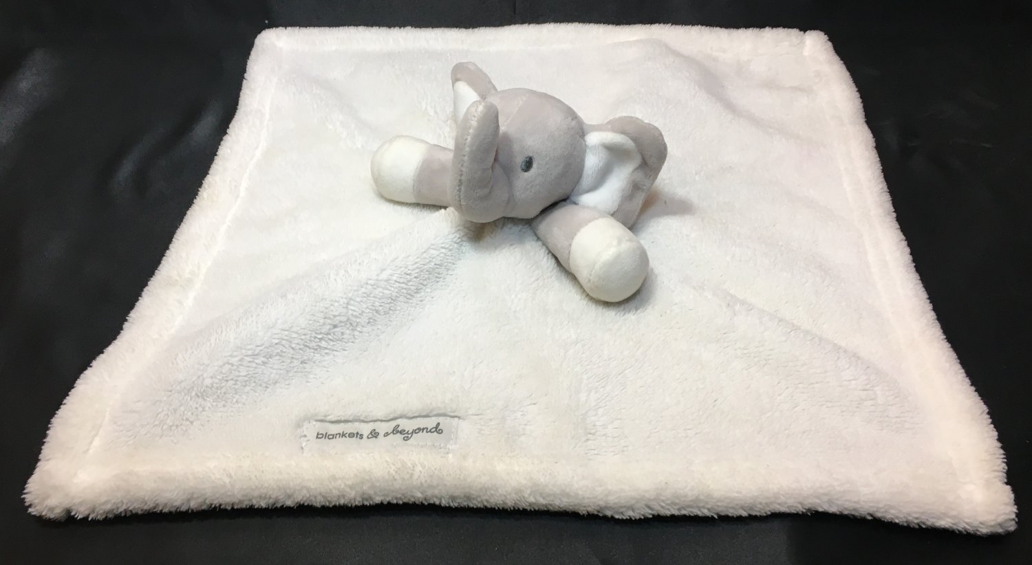 Blankets & Beyond White Grey Elephant Nunu Soft Plush Security Baby Blanket