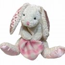 Commonwealth Bunny Rabbit Plush RARE Pink Satin Ears Feet Fleece Baby Blanket
