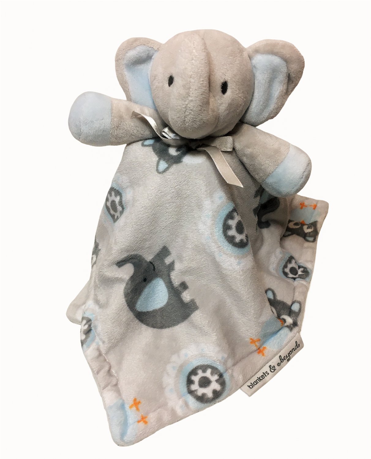 Blankets and & Beyond Elephant Owl Blue Gray Baby Blanket Security Lovey 14"