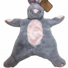 K Luxe Flatties Baby Bunny Rabbit Gray Plush Crinkle Rattle Security Toy NEW