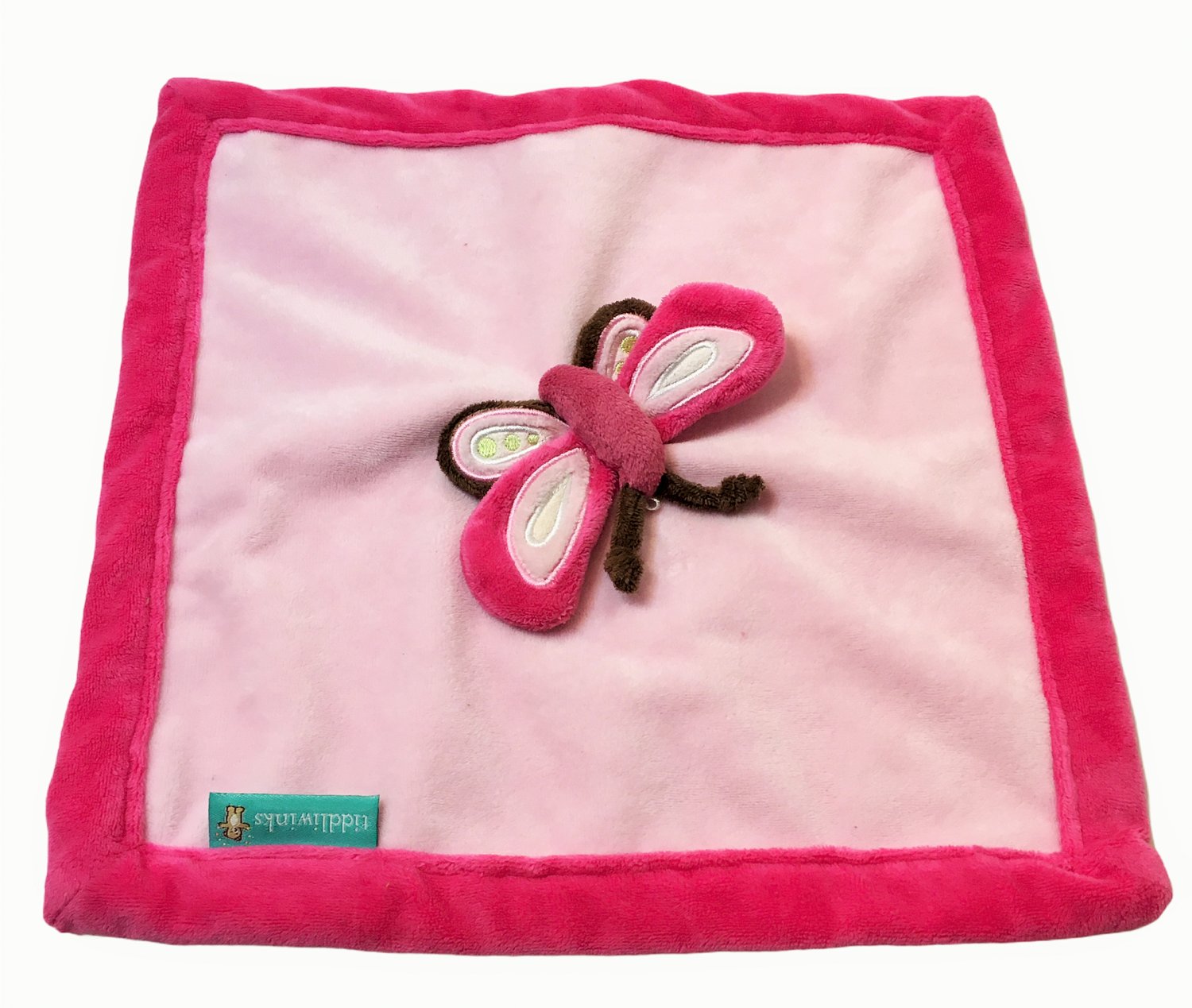 Tiddliwinks Butterfly Pink Red Plush Security Blanket Baby Girl Blankie Lovey
