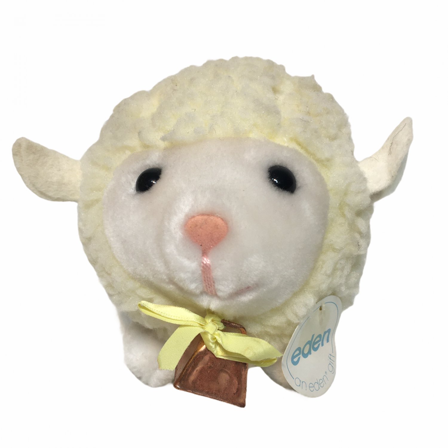 Eden Toys Lamb Sheep Yellow Plush Stuffed Animal Vintage Bell Baby Toy