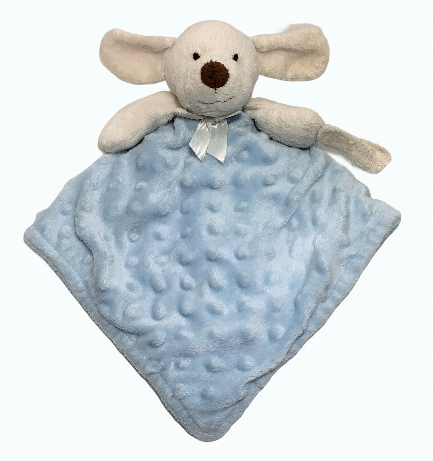 Blankets and Beyond Beige Puppy Dog Plush Blue Baby Security Blanket Lovey