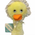 Vintage 1987 Eden Toys DUCK Baby Rattle Plush Bow Stuffed Animal Toy TAG 7"