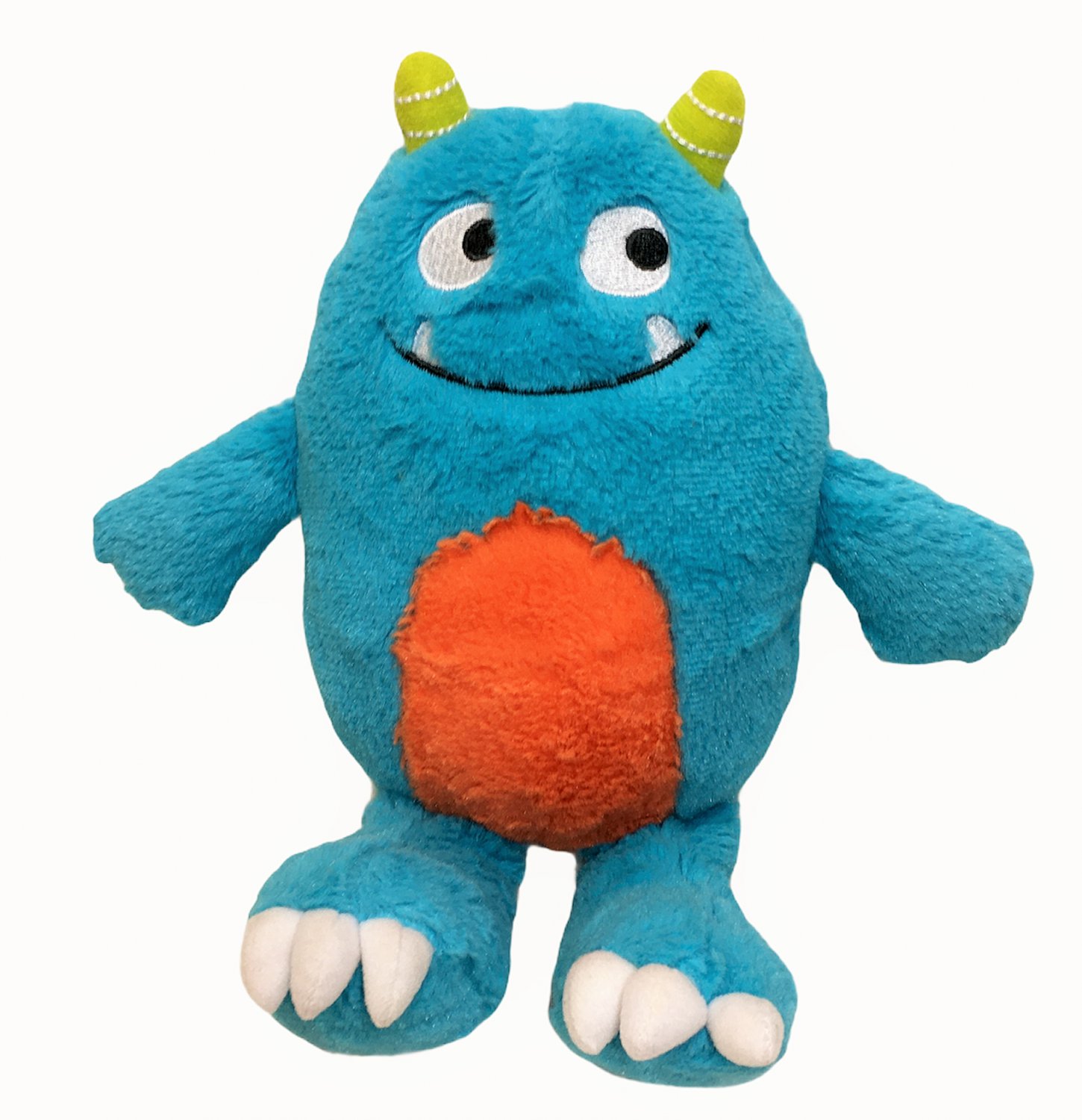 Carters Alien Happy Monster Baby Plush Blue Orange Smiling Horns Soft Toy 10"