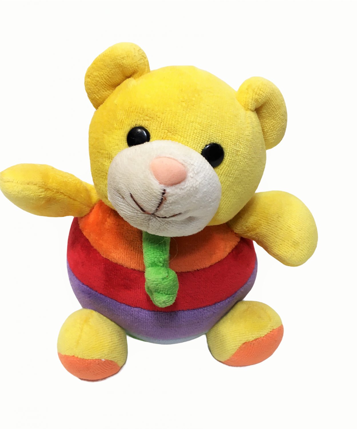 RARE Baby Gund Teddy Bear Chime Ball Plush Multicolor Stuffed Animal Toy 5.5"