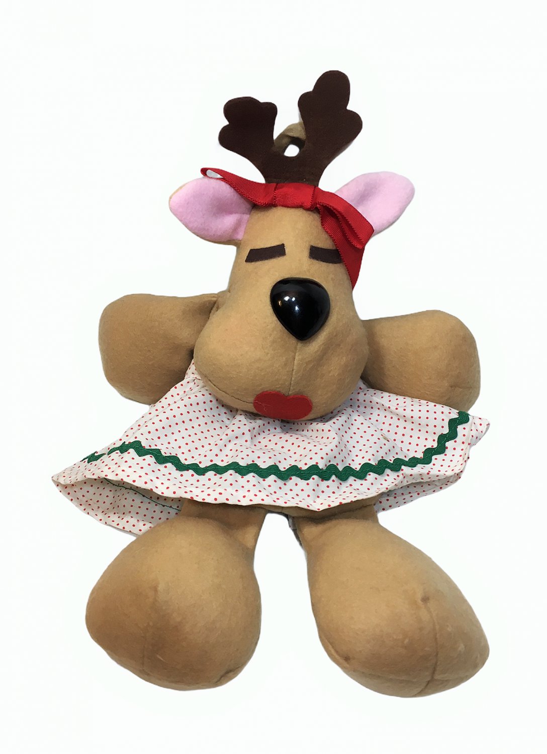 Hallmark Rhonda Reindeer Plush Brown Christmas Stocking 1986 Vintage 14"