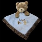 Carters Plush Bear Security Baby Blanket Rattle "I Love Hugs" Blue & Brown Lovey