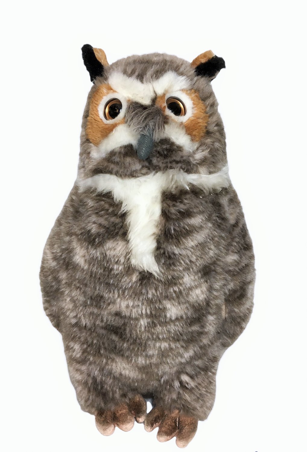 FAO Schwarz Great Horned Barn Owl Plush Toys R Us Sitting 14" Realistic Lifelike